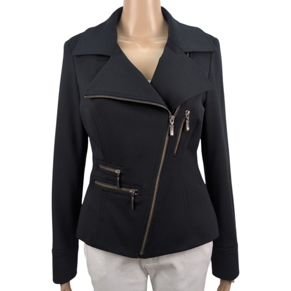 Bianca Nygard Zip Blazer size 6 zippered pockets & cuffs shoulder pads - Picture 2 of 8